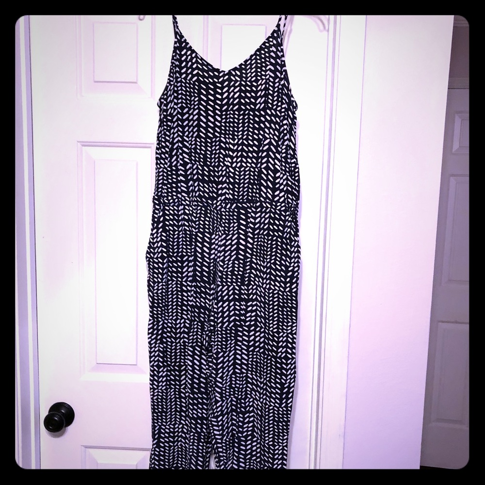 Loft navy/white patterned jumpsuit